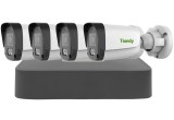 Sistem supraveghere Tiandy ColorMaker PoE, 4MP, Audio, Iluminare suplimentara cu LED alb 15m, MicroSD, Kit-Tia4MPECMPOE SafetyGuard Surveillance