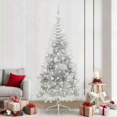 vidaXL Pom de Crăciun artificial pre-iluminat Argintiu 240 cm PET 3397235
