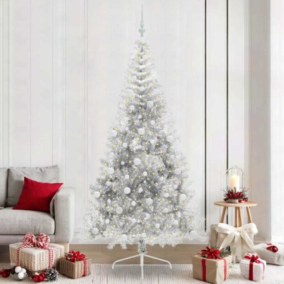 vidaXL Pom de Crăciun artificial pre-iluminat Argintiu 240 cm PET 3397235 foto