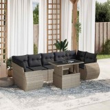 Cumpara ieftin Set mobilier de grădină cu perne, 8 piese gri deschis poliratan