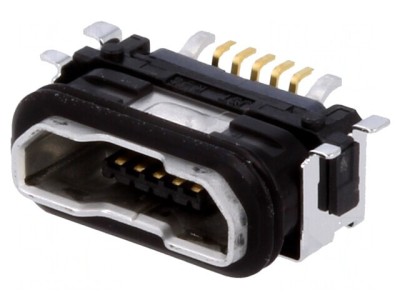 Soclu USB B Micro SMT 5 Pin Sigiliu Aurit USB 2.0 IPX7 foto