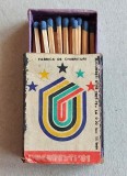 1981 UNIVERSIADA Bucuresti, cutie de chibrituri romanesti din lemn