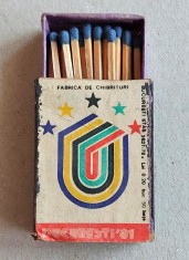 1981 UNIVERSIADA Bucuresti, cutie de chibrituri romanesti din lemn
