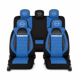 Set Huse Scaune Universale Racing, Albastru cu Negru Personalizate cu Nissan Nou