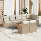 VidaXL Set canapele grădină 9 pcs Bej, alb Mari Ratan &amp; Lemn