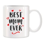 Cana alba personalizata cu textul Best Mom Ever, INOVATIX&reg;. 330ml, Oem