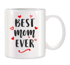 Cana alba personalizata cu textul Best Mom Ever, INOVATIX&reg;. 330ml