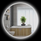 kleankin Oglindă de Baie Rotundă cu Lumină LED &icirc;n 3 Culori și &Icirc;ntrerupătoare Touch, &Oslash;70x3,5 cm, Transparet | Aosom Romania