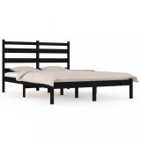 Cumpara ieftin Cadru de pat, negru, 200x200 cm, lemn masiv de pin