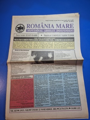 ziarul romania mare 22 noiembrie 2002 - redactor sef corneliu vadim tudor foto