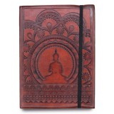 Agenda Jurnal din piele tabacita vegetal cu banda elastica - Buddha Mandala