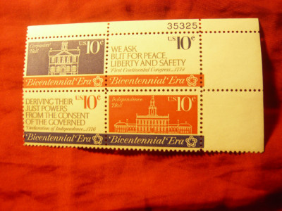 Bloc SUA 1974 - 200 Ani SUA cu 4 valori foto