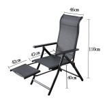 Scaun 2in1 de Gradina, Sezlong, Suport Picioare, Pliabil, Cadru Metalic, Impermeabil, 47 x 110 x 46 cm, Negru