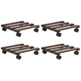 Suport cu role pentru plante, 4 buc., 25x25 cm, lemn de cedru