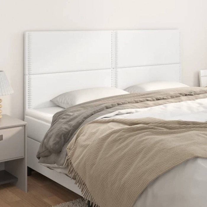 vidaXL Tăblii de pat, 4 buc, alb, 100x5x78/88 cm, piele ecologică 3116301