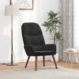 Scaun relaxare Gossi, catifea neagra, 70x77x98 cm, max 110 kg. Fotoliu living, odihna, moale si confortabil. Cadru metalic, picioare lemn
