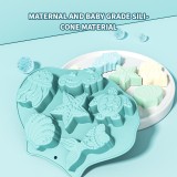 Forma din silicon pentru briose si biscuiti, forma vietati marine, 6 alveole,26x21x3 cm