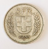ELVETIA 5 FRANCI 1933 ARGINT XF ( CITITI DESCRIEREA ), Europa
