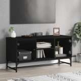 Gossi comoda tv cu usi din sticla, negru, 102x37x50 cm