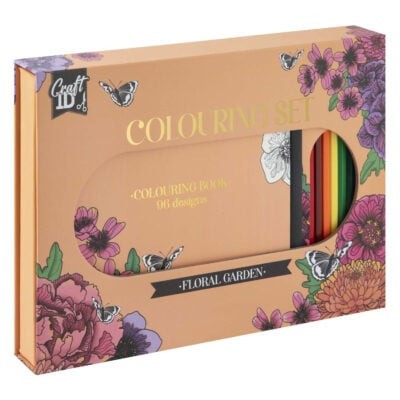 Set creativ de colorat, carte 48 pagini si 10 creioane, flori foto