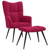 Cumpara ieftin Scaun de relaxare cu taburet, rosu vin, catifea
