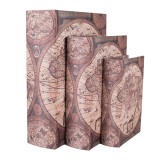 Cumpara ieftin Set 3 cutii tip carte lemn maro Harta Lumii 27x22x7 cm, 22x17x6 cm, 17x12x4 cm