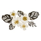 Decorațiune de Perete, Model Flori Metalice, Culori Ecru-Maro-Auriu, Dimensiuni 65x36x3.5 cm, Oem