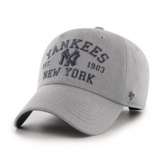 47 brand șapcă de baseball din bumbac MLB New York Yankees culoarea gri, cu imprimeu, BCPTN-MLDAR17KHS-GY10