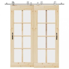 vidaXL Set piese pentru ușă glisantă, argintiu, 200 cm oțel inoxidabil