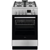 Aragaz AEG CKB56490BM, Mixt, 4 arzatoare , Siguranta plita, Aprindere integrata, Gratare fonta, Cuptor electric, SteamBake, AirFry, Timer, Grill elect