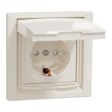 Priza simpla schuko cu capac IP44 Schneider Asfora crem EPH3100323
