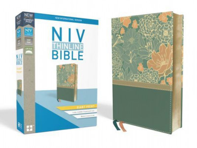 NIV, Thinline Bible, Giant Print, Imitation Leather, Blue, Red Letter Edition foto