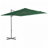 Umbrelă suspendată cu st&acirc;lp din oțel, verde, 250 x 250 cm, vidaXL