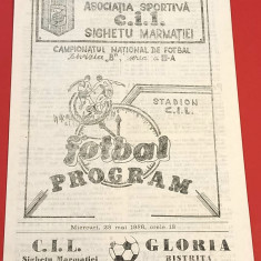 Program meci fotbal CIL SIGHETU MARMATIEI - "GLORIA" BISTRITA (28.05.1986)