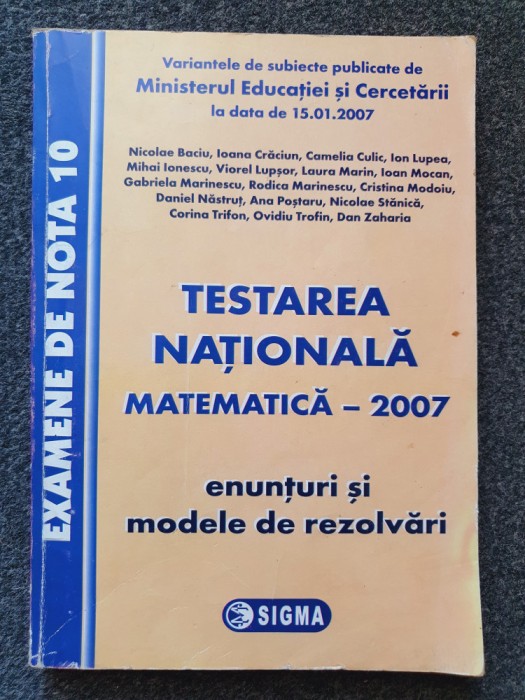 TESTAREA NATIONALA MATEMATICA 2007 - Baciu, Craciun