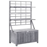 Cutie depozitare cu spalier, gri 99x55x160 cm lemn masiv acacia