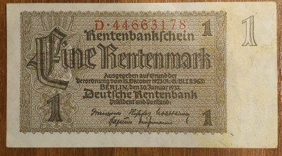 1 rentenmark 1937, Germania foto