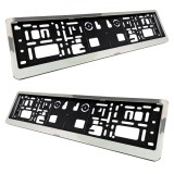 Set 2 suporti numar inmatriculare 3D cu rama Argintie