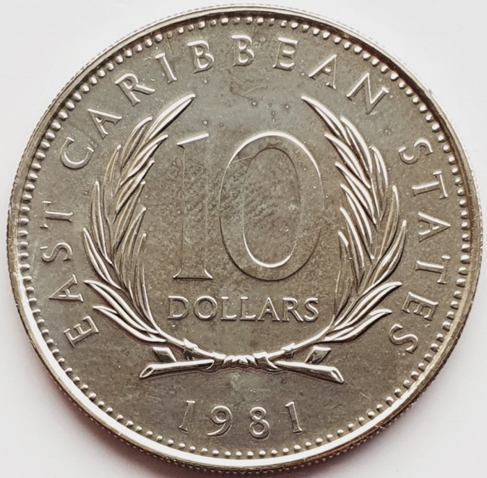 2467 Caraibe 10 Dollars 1981 Elizabeth II (FAO) km 16 UNC