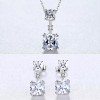 Set Argint 925, Colier &amp; Cercei Cubic Zirconia, Model Patrat, 3.8g, 14mm, Argintiu/Transparent