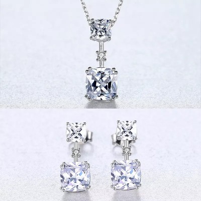 Set Colier si Cercei Din Argint Cubic Zircon Patrat SET399F foto