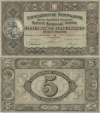 1922 ( 1 VII ) , 5 franken/francs/franchi ( P-11f.3 ) - Elveţia