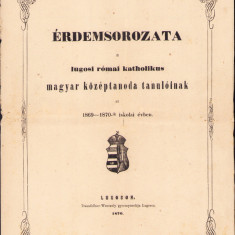 HST A1416 Lista elevi eminenți și profesori Liceul catolic maghiar Lugoj 1870