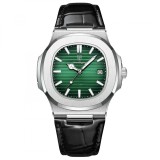 Cumpara ieftin Ceas barbatesc de mana Poedagar Casual Fashion Quartz Analog Piele Negru Argintiu Verde
