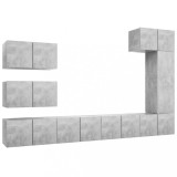 Cumpara ieftin Set de dulapuri TV, 8 piese, gri beton, lemn prelucrat