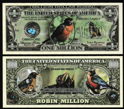 !!! SUA = FANTASY NOTE = AMERICAN ROBIN BIRD - 2023 - UNC / SERIA WILDLIFE foto