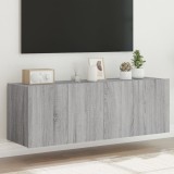 Cumpara ieftin Comodă TV de perete cu LED, 2 buc, gri sonoma, 60x35x41 cm