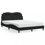 VidaXL Pat, Viana, cu saltea, negru, 140x190 cm, piele ecologică 3208789