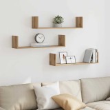 VidaXL Rafturi perete 3buc. stejar artizanal 80x18x18cm lemn prelucrat
