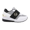 Sneakers Dama Slip-On cu Platforma, Albi, Insertii Stralucitoare &amp; Aplicatii Aurii, Marimea 40